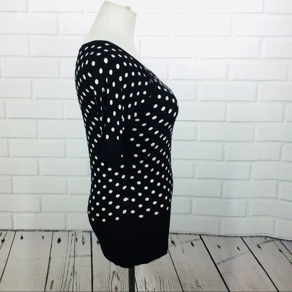 WHBM B&W Polka Dot Half Sleeve Sweater - S - Picture 6 of 12